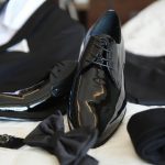 Groom's black shoes for wedding